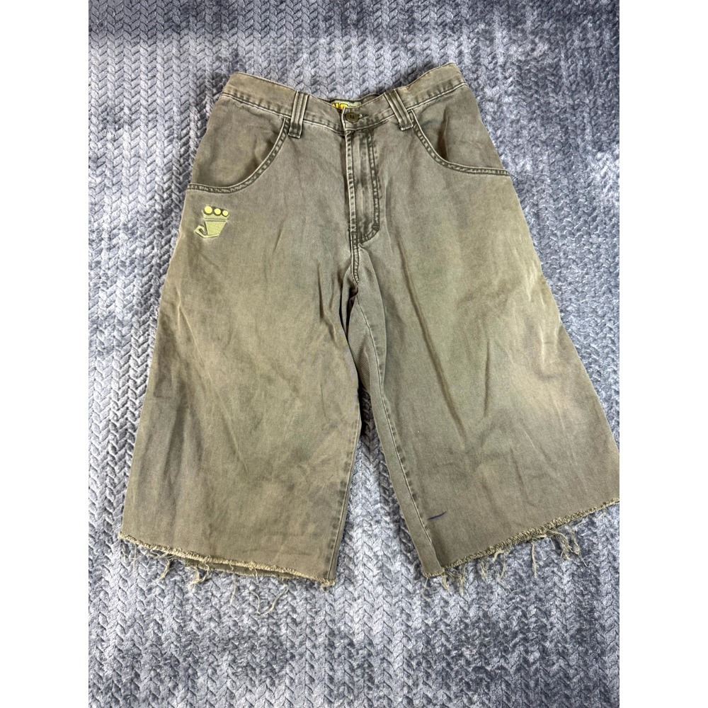 Vintage JNCO Shorts Mens 30x30 Olive Retro Raw Hem Easy Wide Leg 15" Inseam